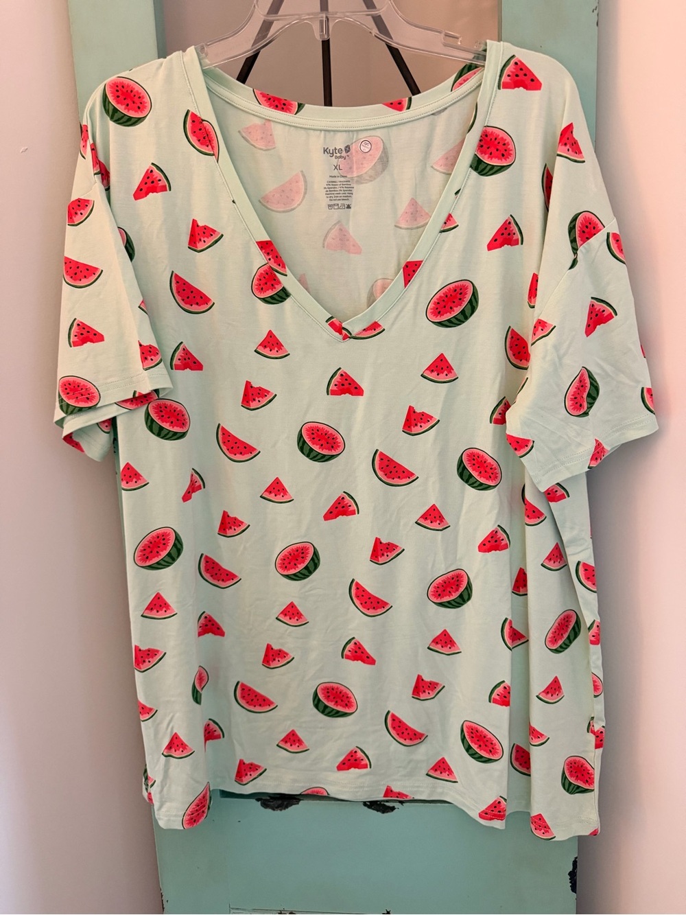 Kyte BABY Mint V-Neck Tee with Watermelon Print